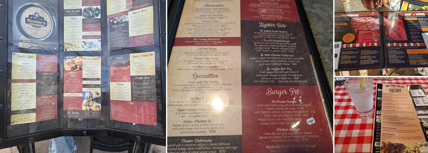 Hunter's Ale House Menu