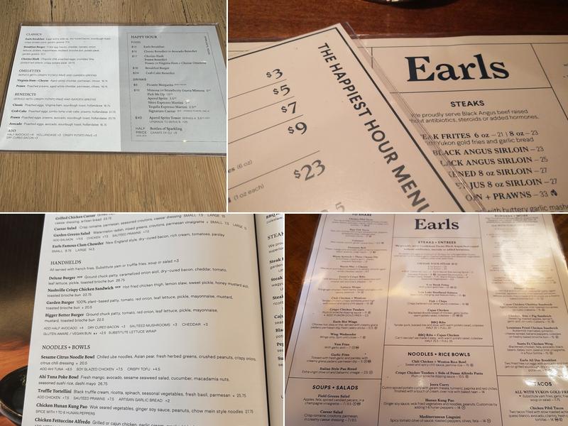 Earls Kitchen + Bar Menu