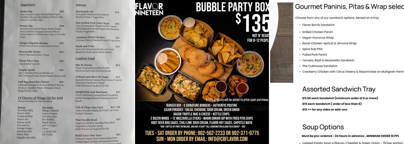 Flavor 19 Menu
