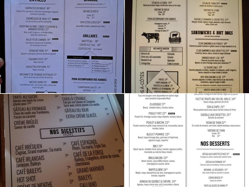 Bistro de la Forge Menu