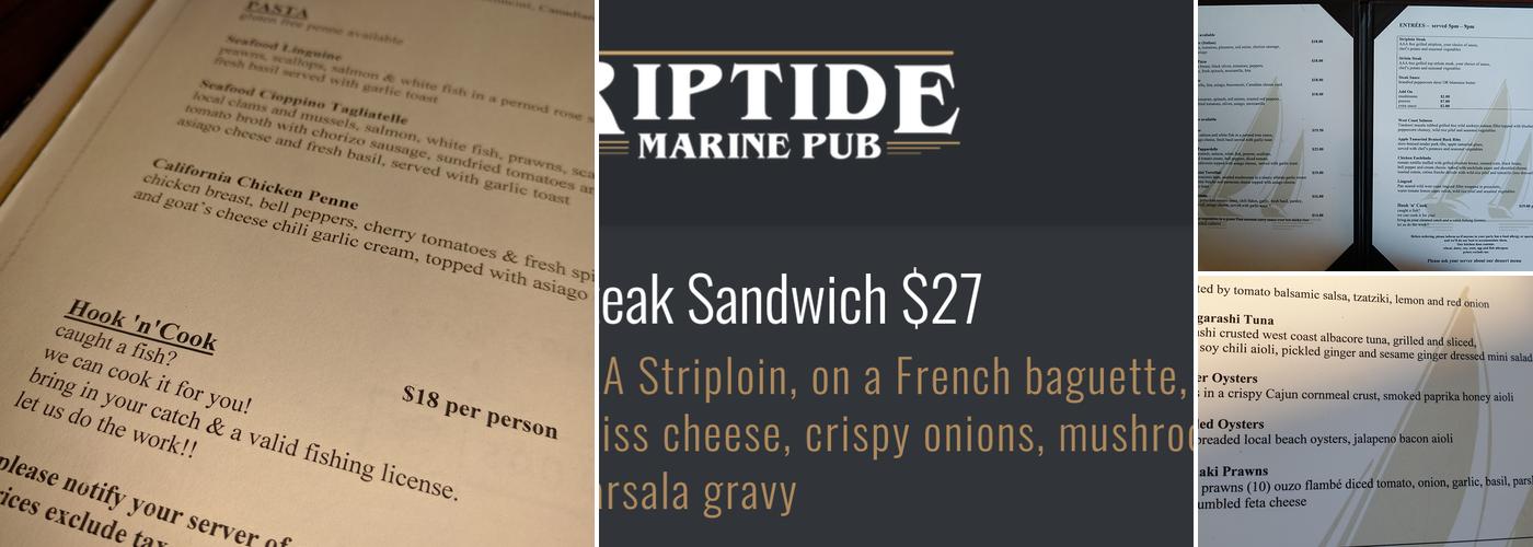 Riptide Marine Pub Menu
