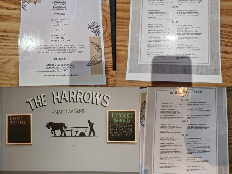 Harrows pub Rochdale Menu