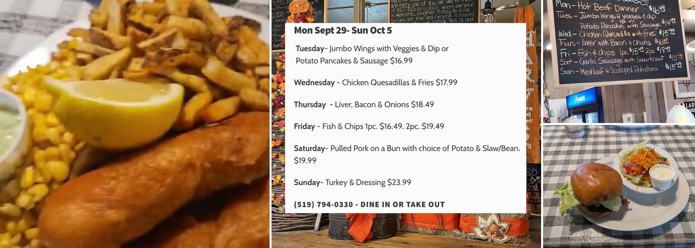 Kettles Back Home Cookin' Menu