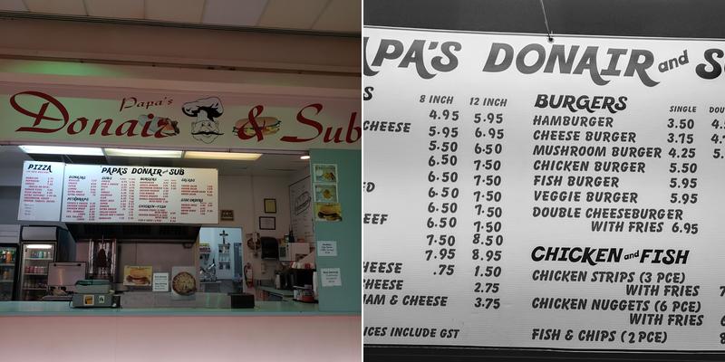 Papa's Donair & Sub Menu