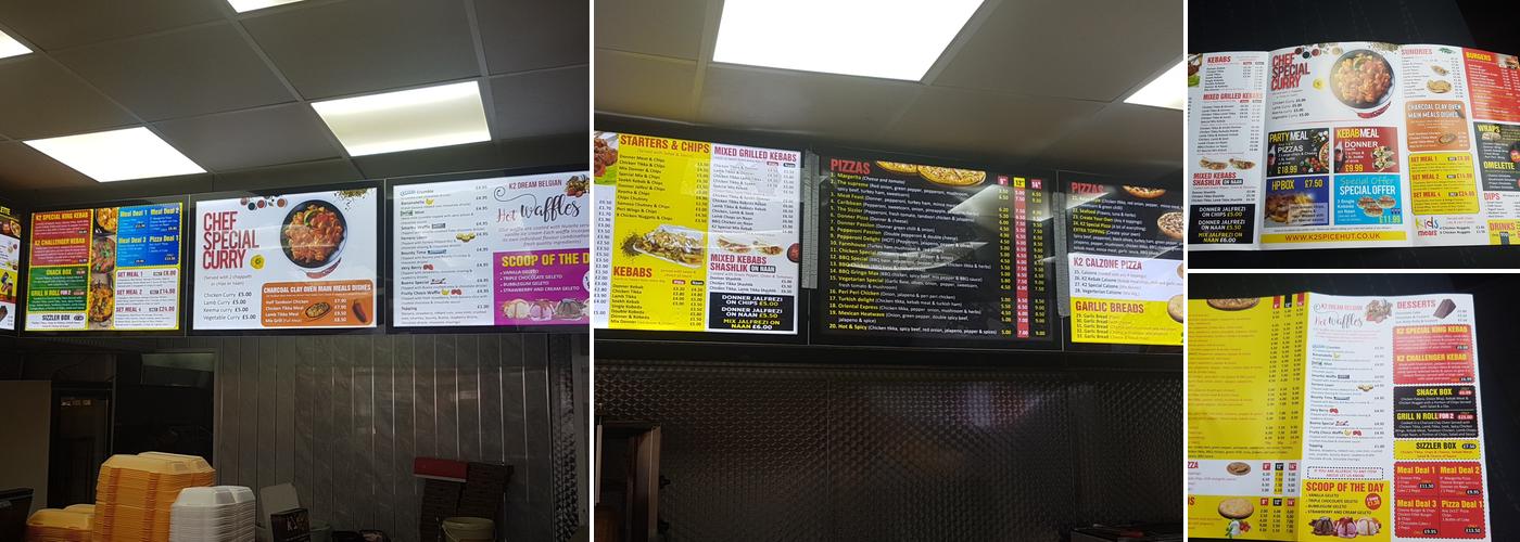 K2 Spice Hut Rochdale Menu