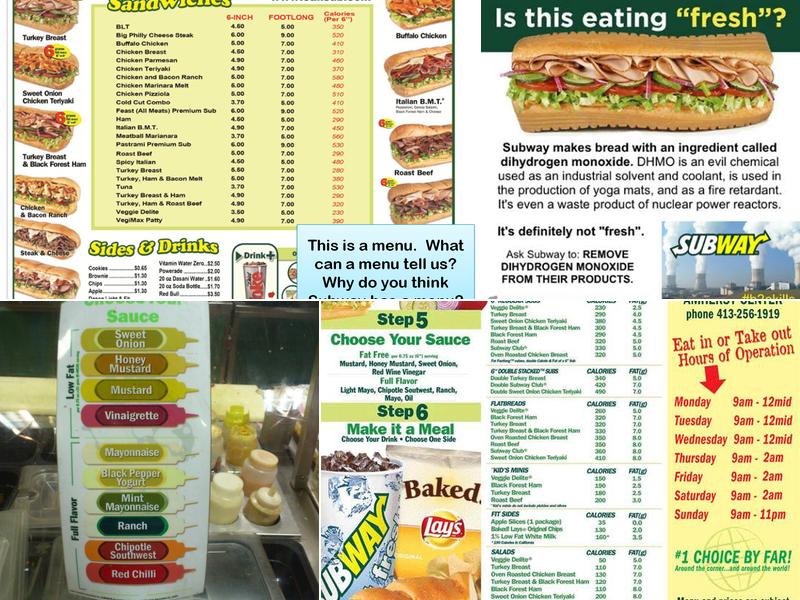 Subway Menu