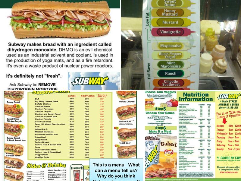 Subway Menu