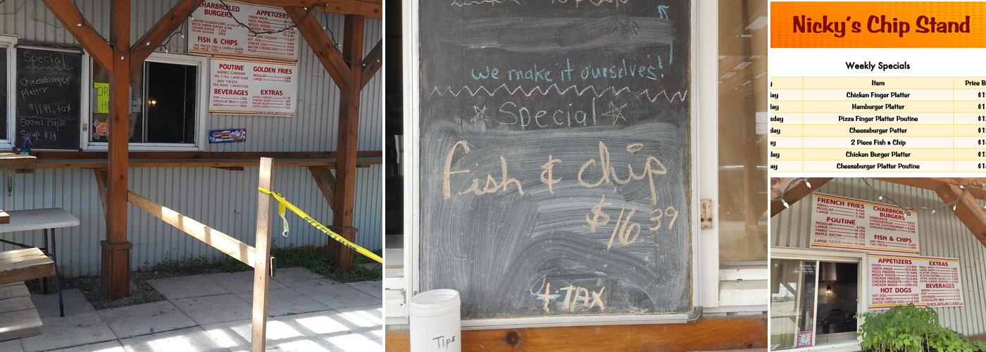 Nicky's Chip Stand Menu