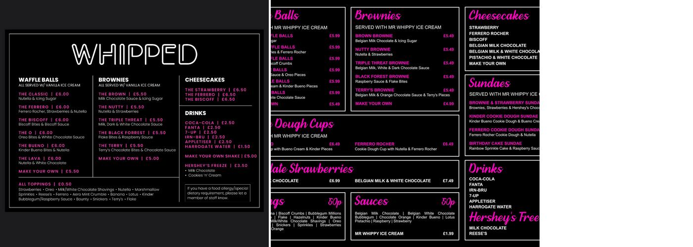 Whipped Rochdale Menu