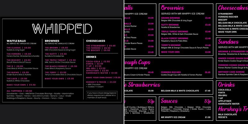 Whipped Rochdale Menu