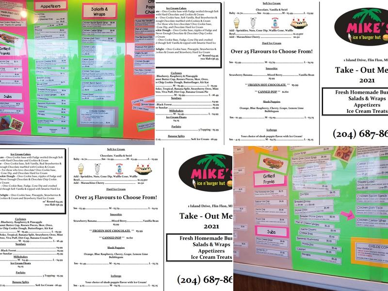 Mike's Ice N Burger Hut Menu