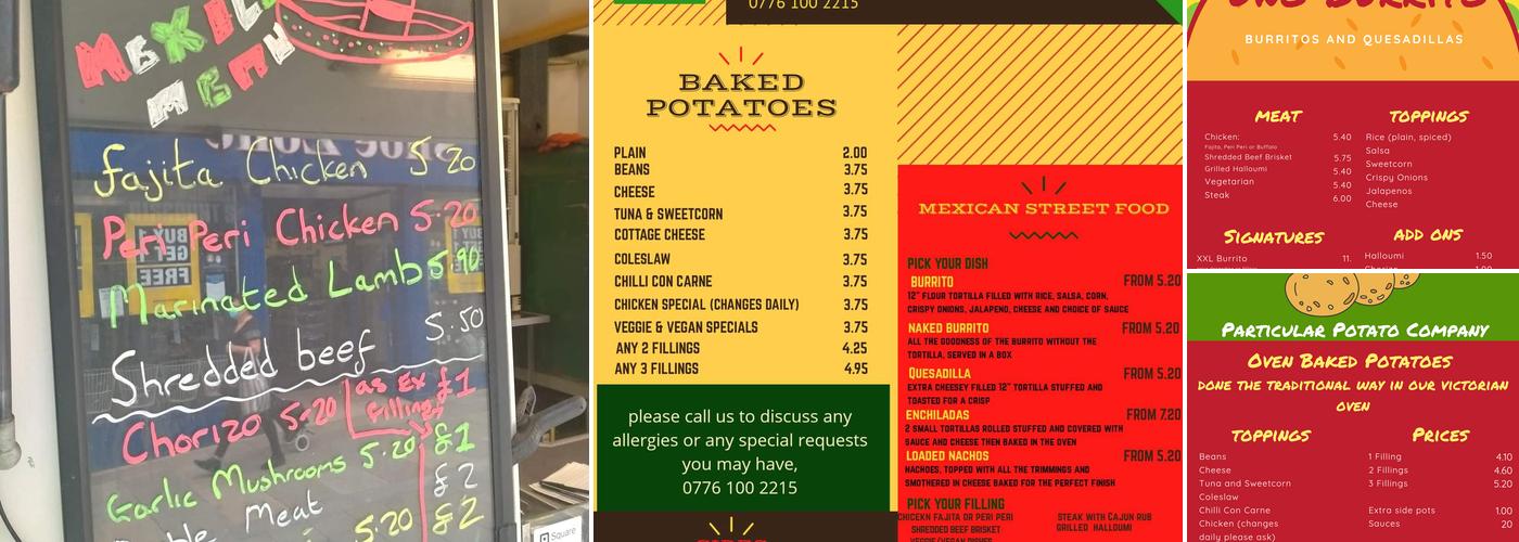 Uncle Alberts Particular Potato Menu