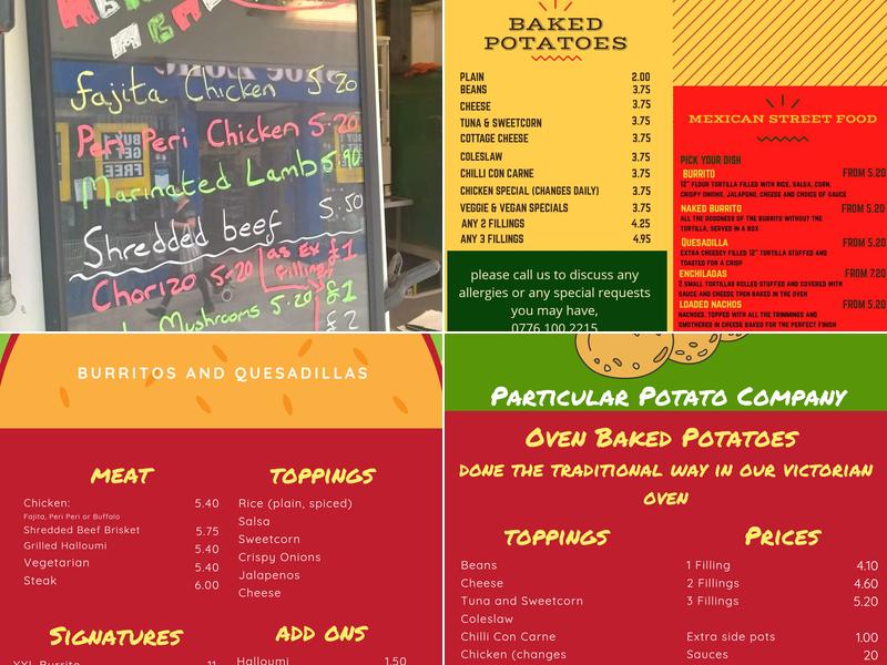 Uncle Alberts Particular Potato Menu