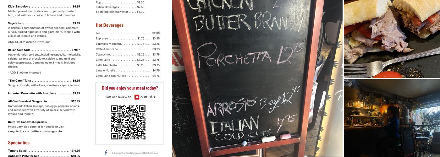 Sanguiccio Deli-Cafe Menu