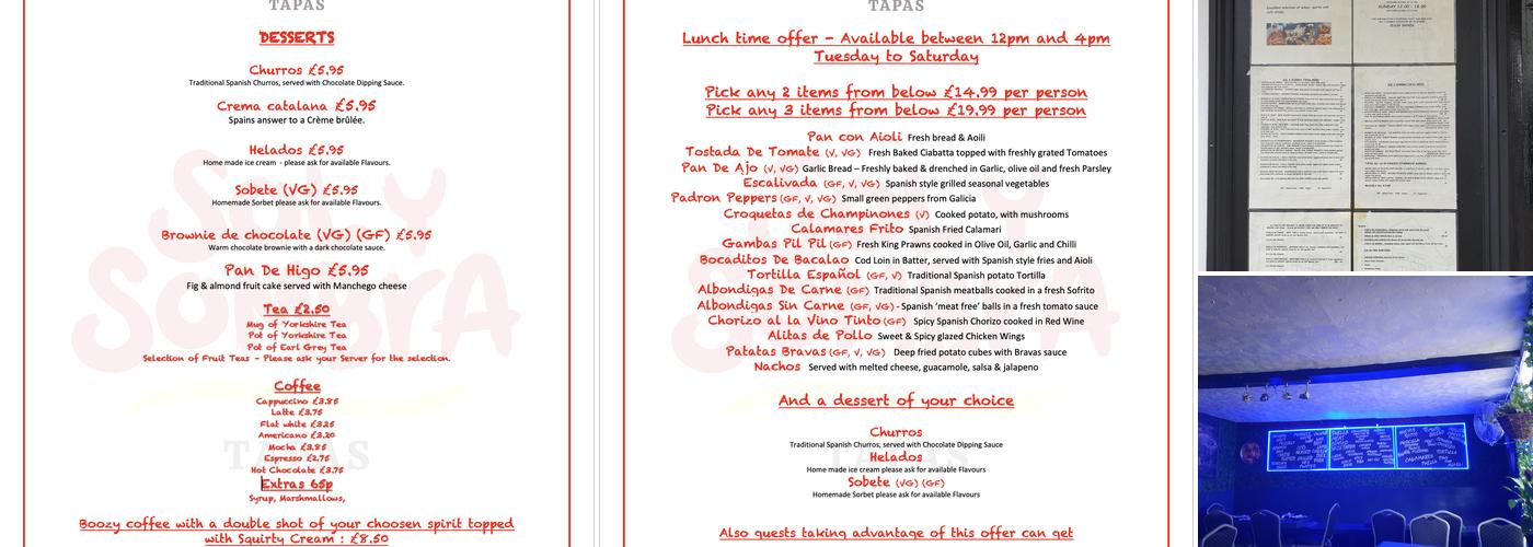 Sol Y Sombra Tapas Limited Menu