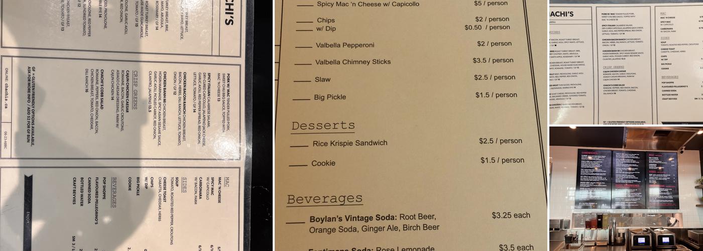 Chachi's Menu