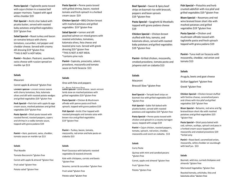 Upper Crust Menu