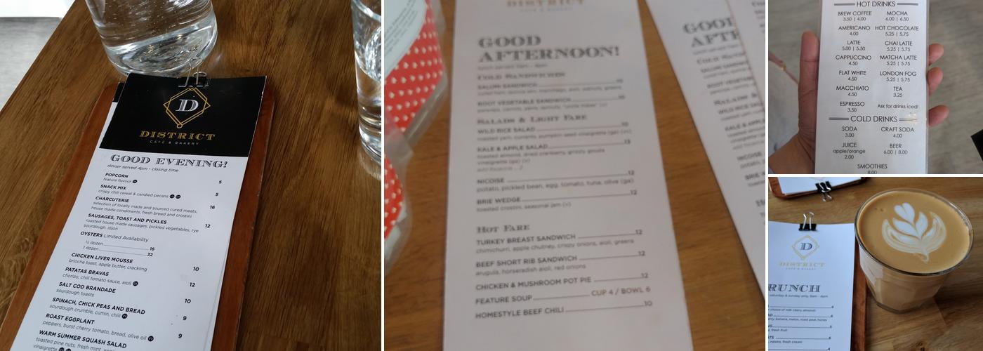 District Café & Bakery Menu