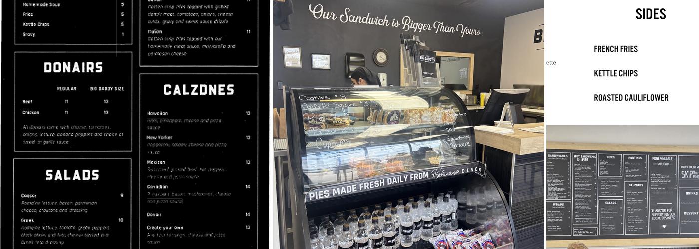 Big Daddy's Sandwich Co. Menu