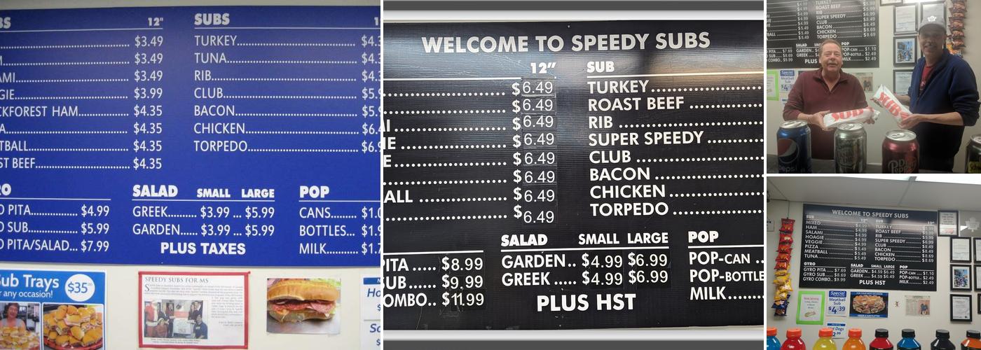 Speedy Subs Menu