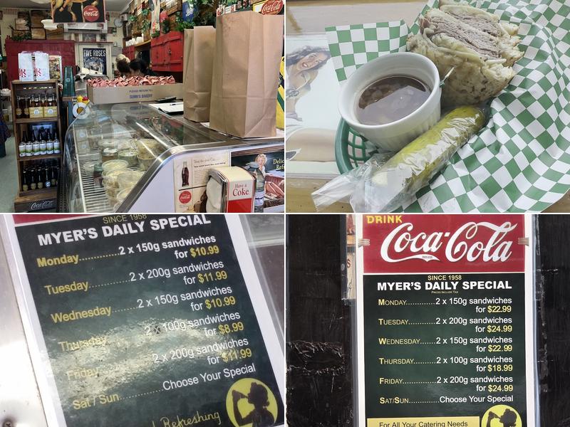 Myer's Delicatessen Menu