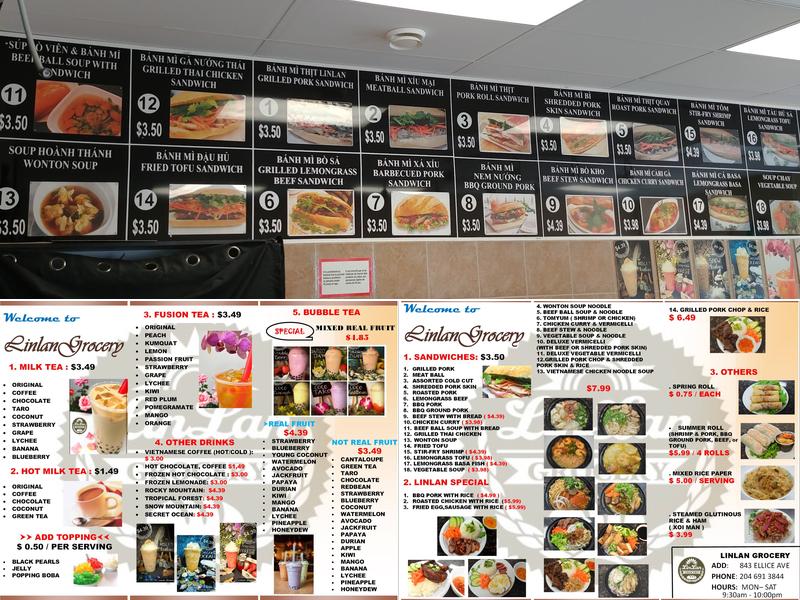 Lin Lan Grocery Menu