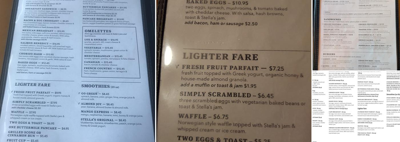 Stella's Menu
