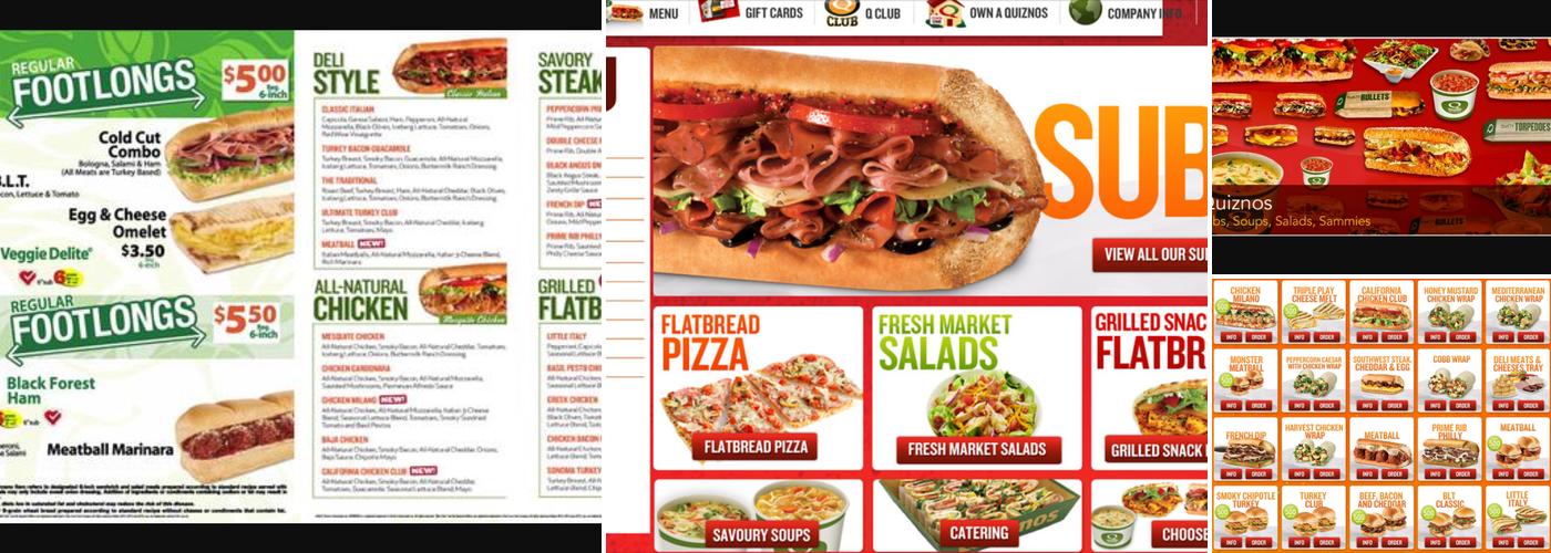 Quiznos Menu