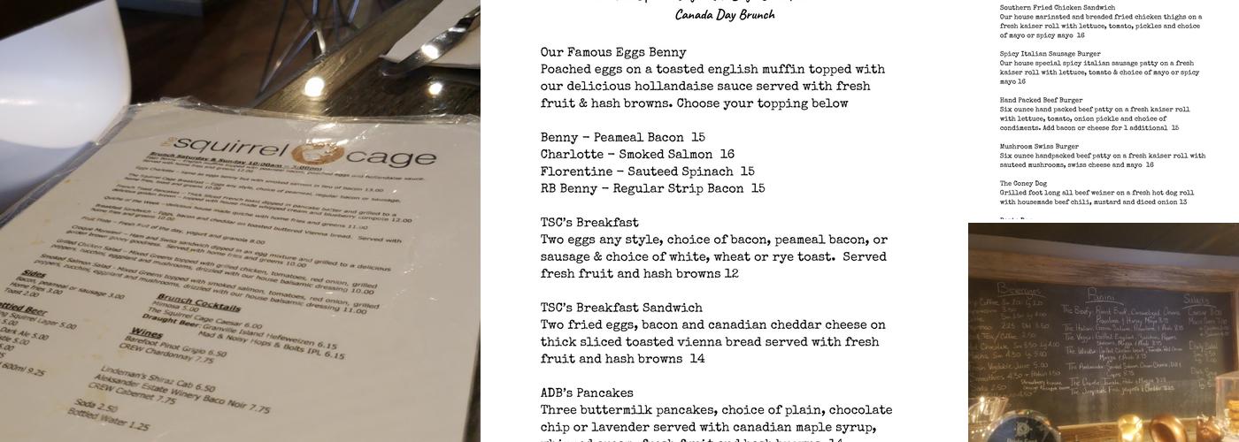 The Squirrel Cage Menu