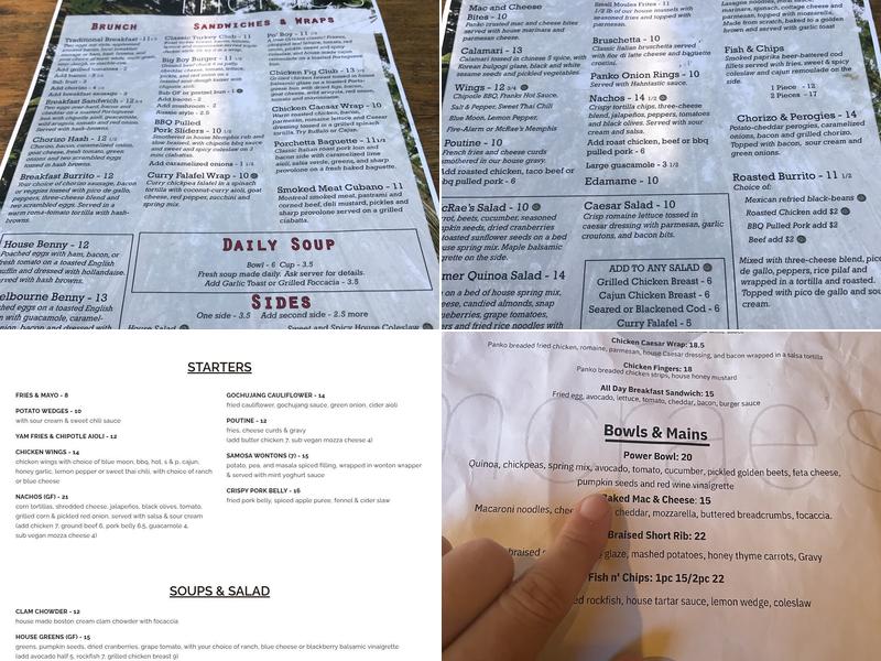 McRae's Restaurant Ltd Menu