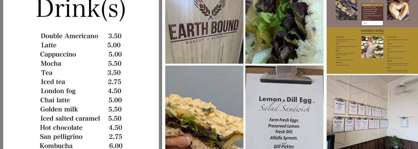 Earth Bound Bakery + Kitchen Menu