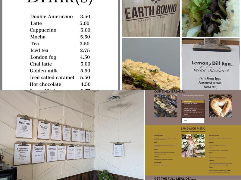 Earth Bound Bakery + Kitchen Menu