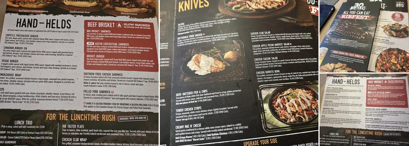 Montana’s BBQ & Bar Menu