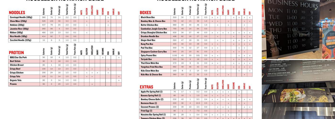 Noodlebox Menu