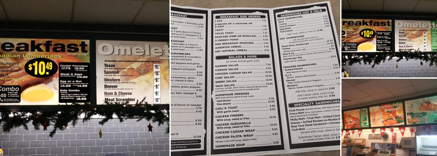 Java Hut Menu