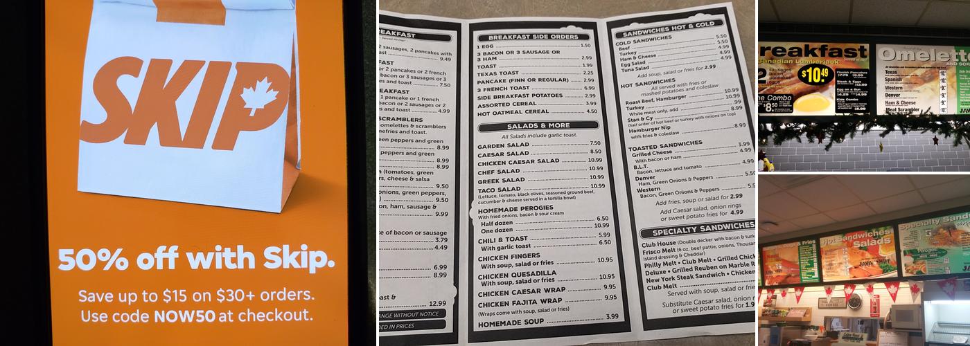 Java Hut Menu