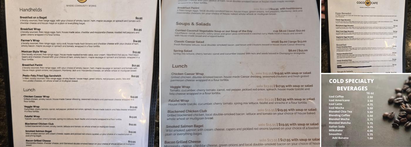 COCO Café Menu