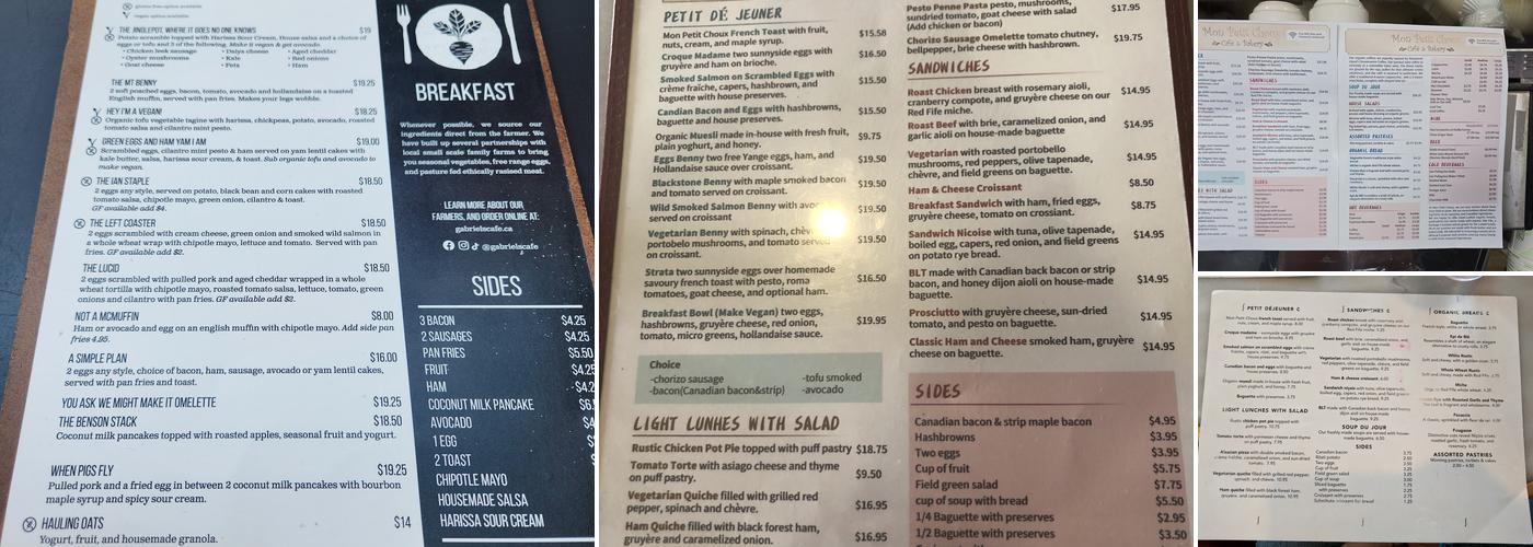 Mon Petit Choux Menu