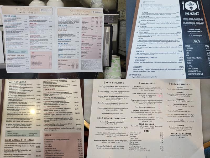 Mon Petit Choux Menu