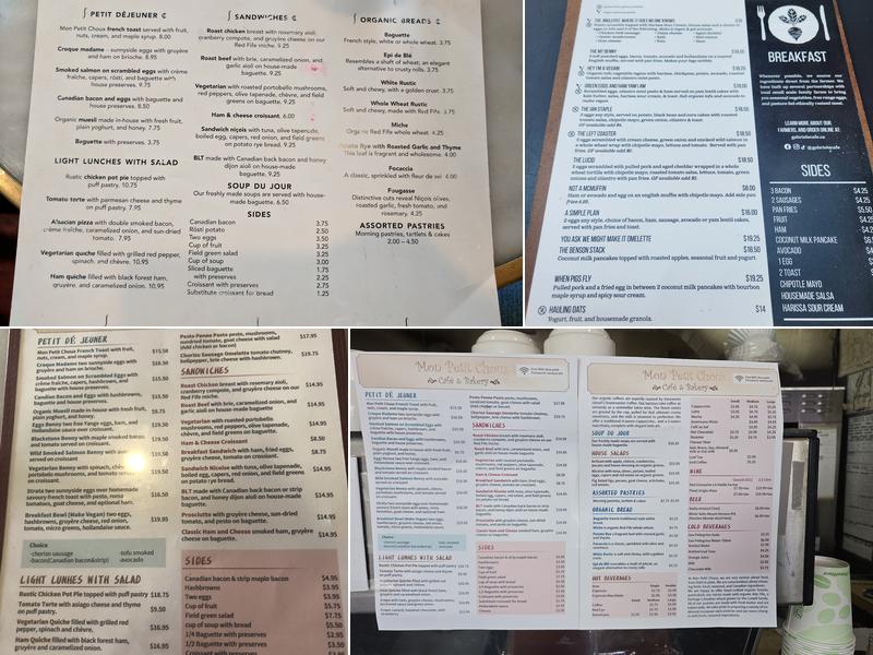 Mon Petit Choux Menu
