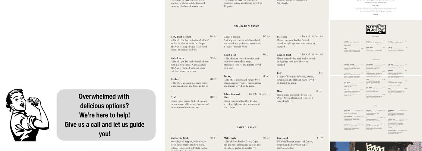 Sam's Place Menu