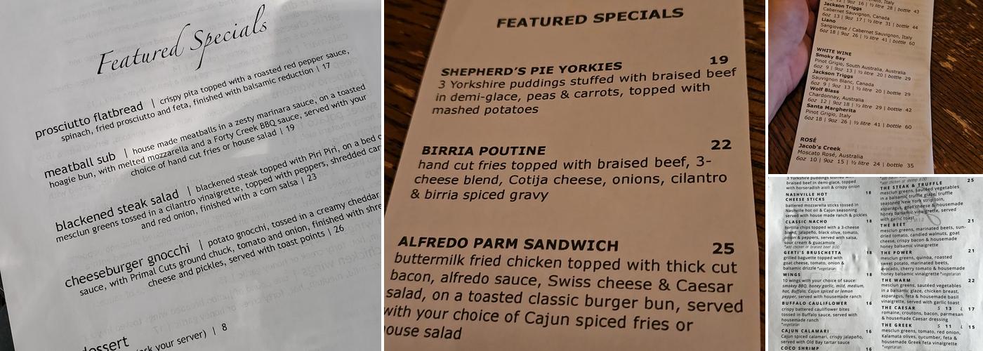 Gerti's Menu