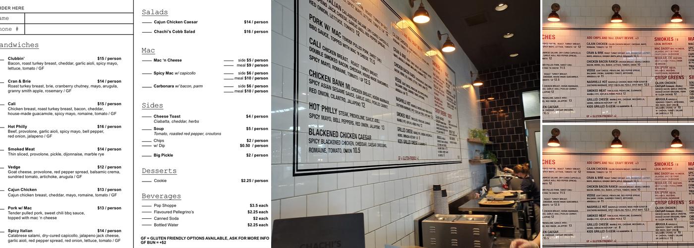 CHACHI'S Menu