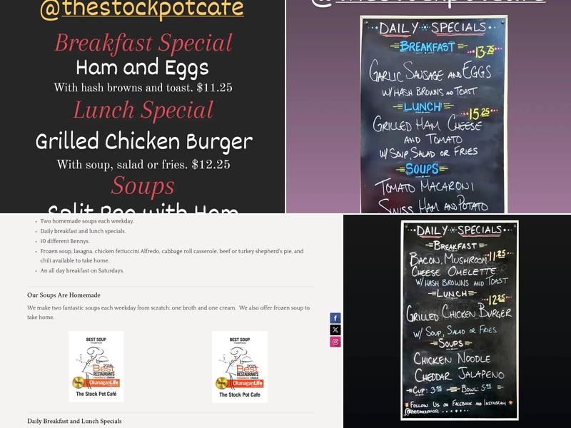 The Stock Pot Cafe Menu