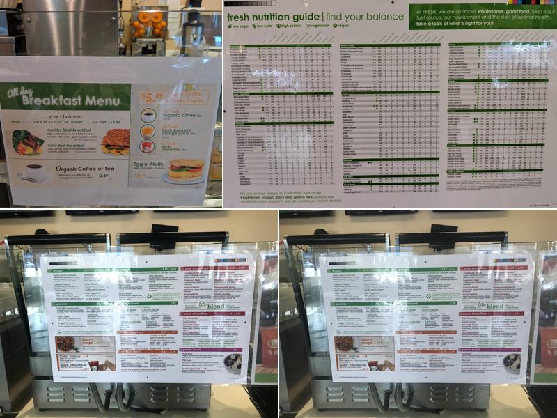 Fresh Healthy Cafe Menu