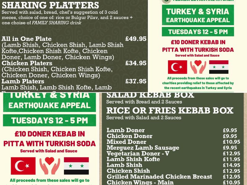Yebaba Levantine Kitchen Menu