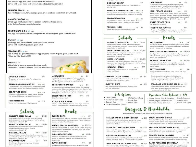 The Old Triangle Menu