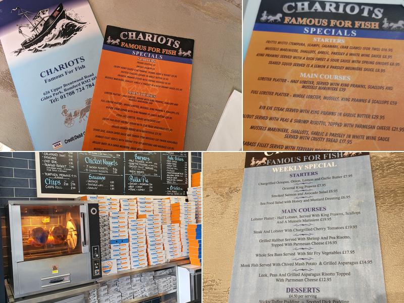 Chariots Fish & Chips Menu