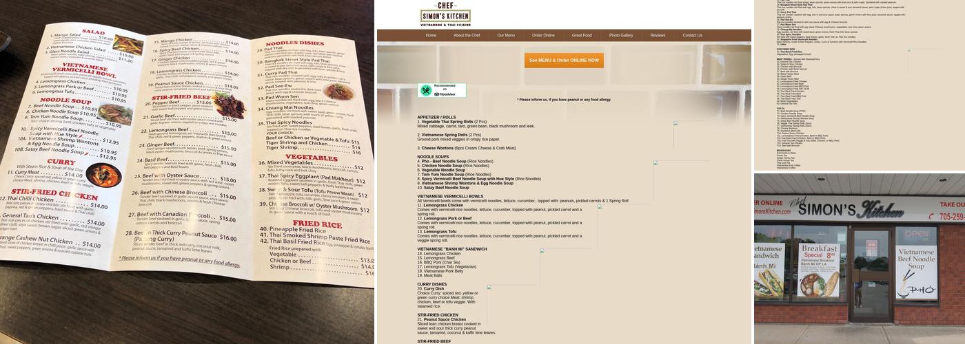 Chef Simon's Kitchen Menu