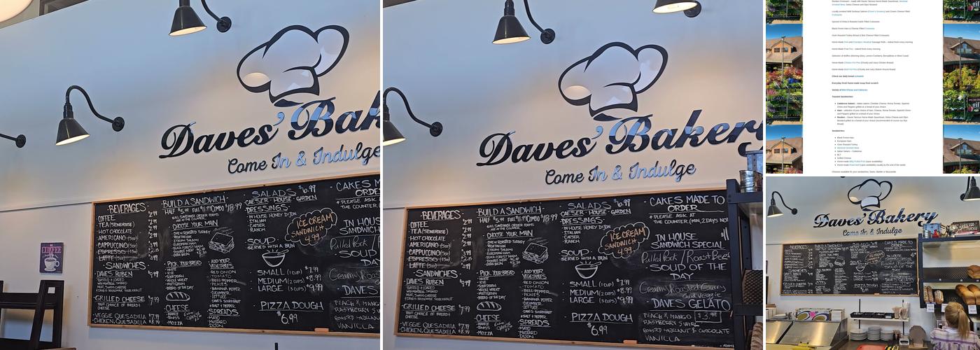 Daves' Bakery Menu